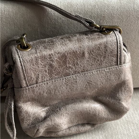 Adorable tan/grey/gold studded mini Matt & Nat crossbody purse - Picture 8 of 9